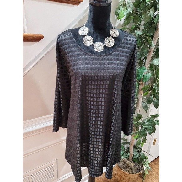 Grace Elements Women's Black Polyester Round Neck Long Sleeve Top Blouse Size 3X - Picture 2 of 15